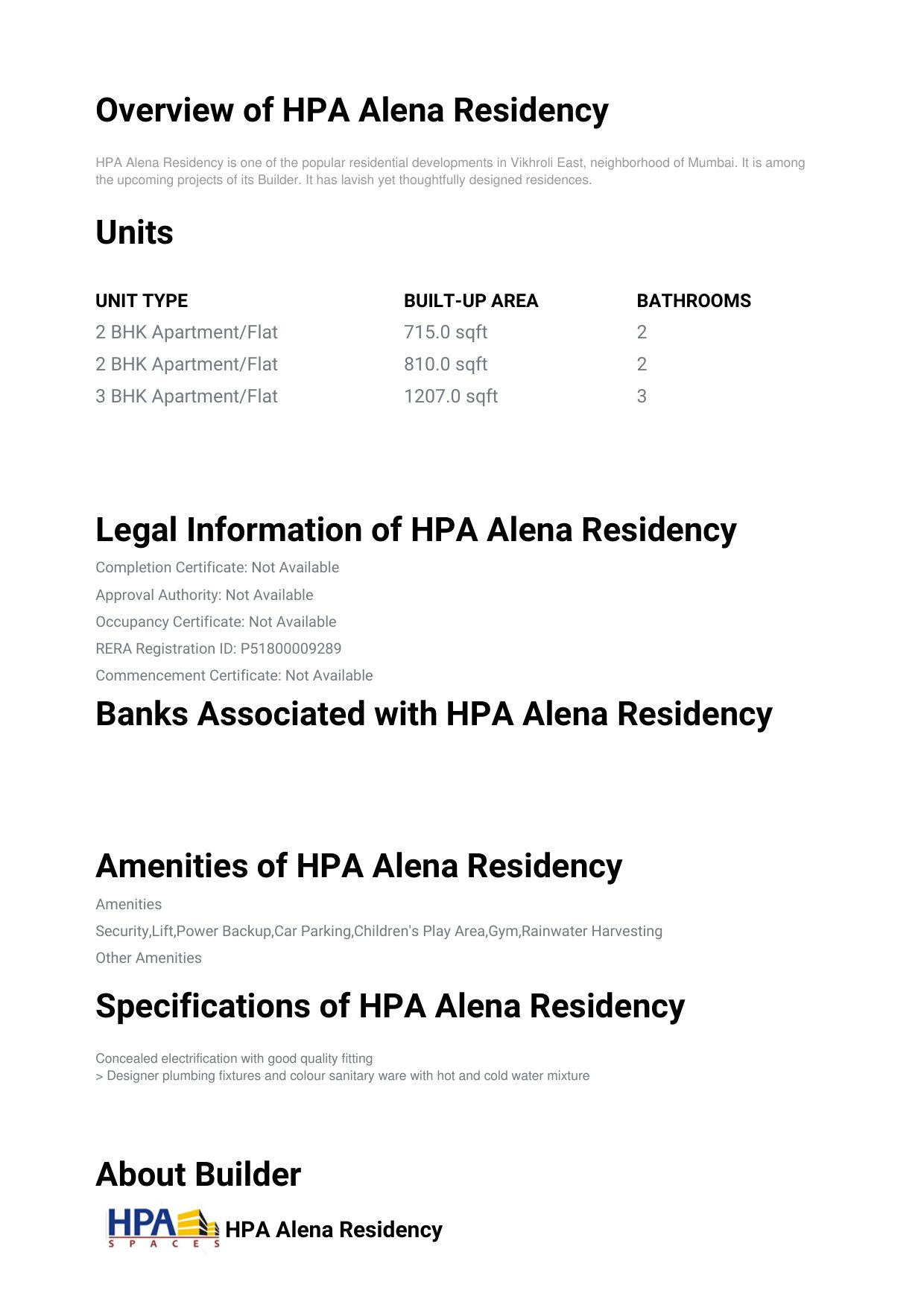 HPA Alena Residency